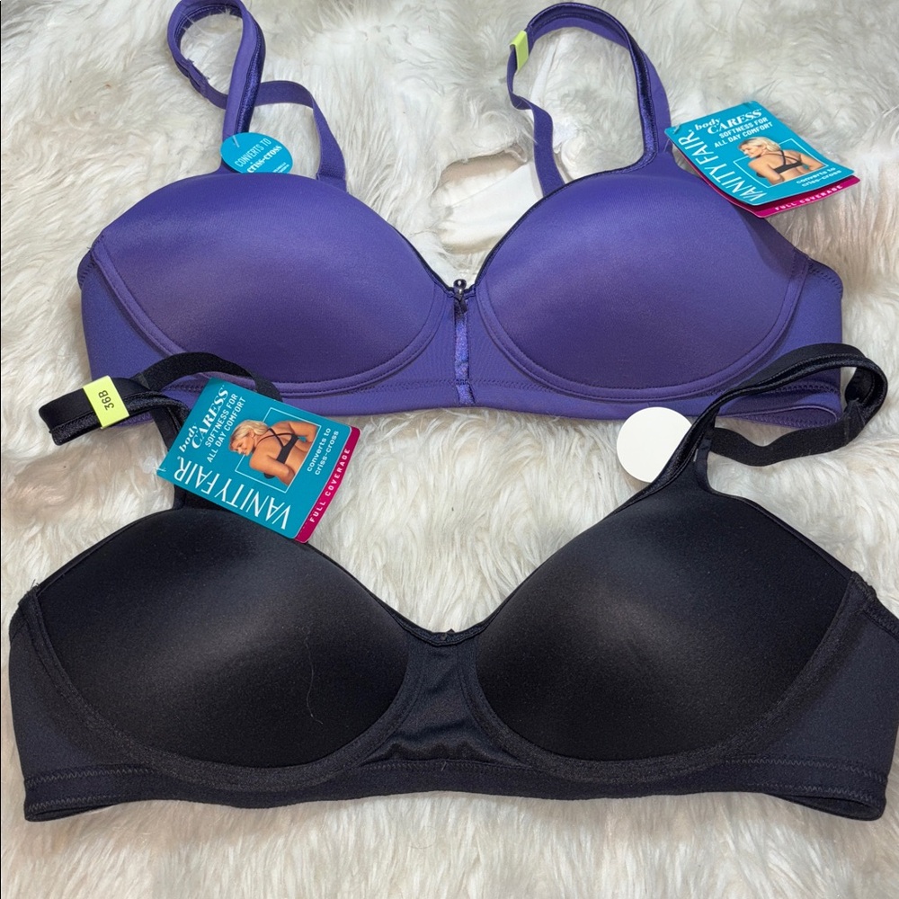 2 Lot Vanity Fair 36B Body Caress Wirefree Bra Coverts to Criss Cross NWT